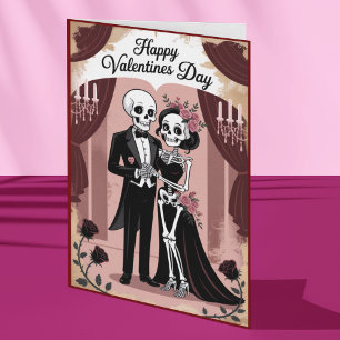 Goth Skeleton Couple Valentine Day Romance Card