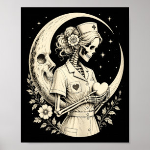 Goth Skeleton Nurse Poster