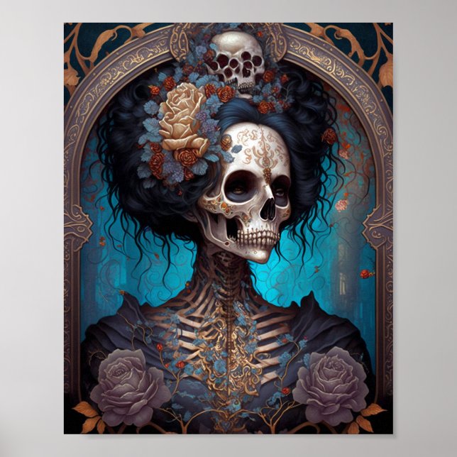 Goth Skeleton Skull Woman Gothic Poster (Front)