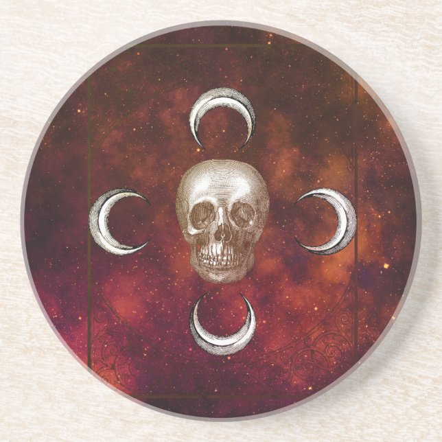 Goth Skull and Moon Celestial  Coaster (Front)