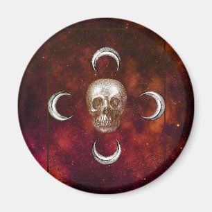 Goth Skull and Moon Celestial Magnet