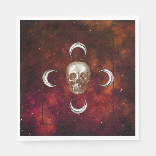 Goth Skull and Moon Celestial  Napkin (Front)
