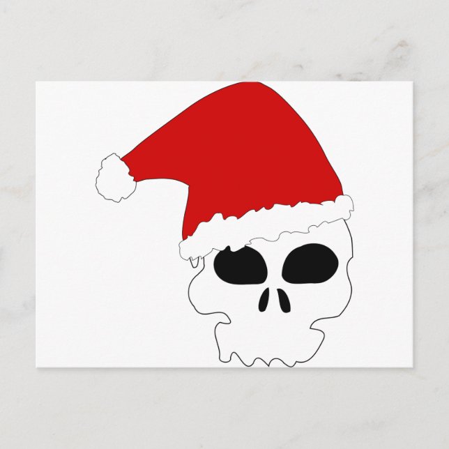 goth skull christmas holiday postcard (Front)