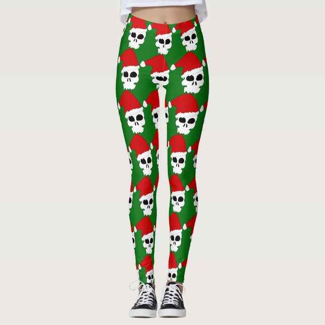 goth skull christmas leggings (Front)