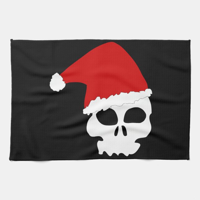 goth skull christmas tea towel (Horizontal)