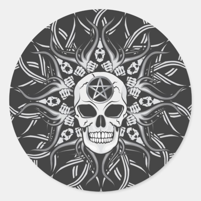 Goth Skull Classic Round Sticker (Front)
