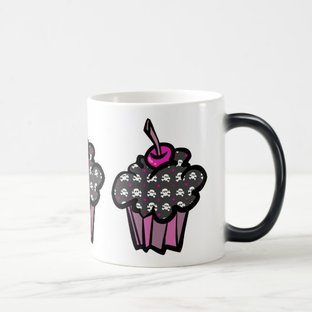 goth skull crossbones cupcake magic mug (Right)
