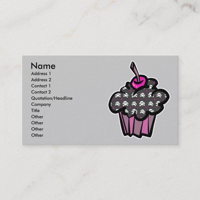 goth skull crossbones cupcake, Name, Address 1,... Business Card (Front)