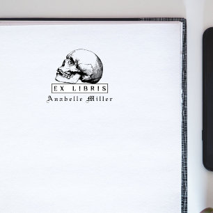 Goth Skull Mediaeval Script Custom Library Books Rubber Stamp