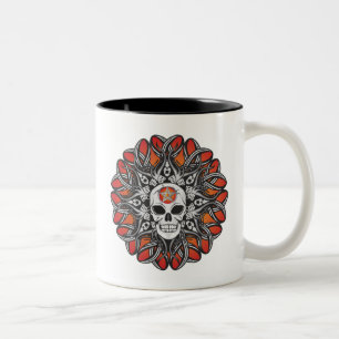 Goth Skull - Orange Two-Tone Coffee Mug