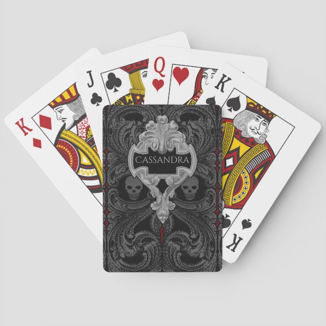 Goth Skull  Ornament Bicycle Playing Cards (Back)