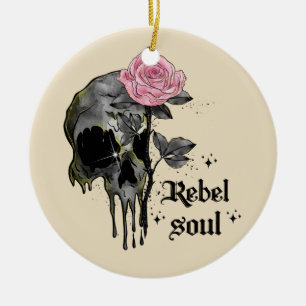Goth Skull Rebel Soul Ceramic Tree Decoration