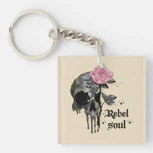 Goth Skull Rebel Soul Key Ring