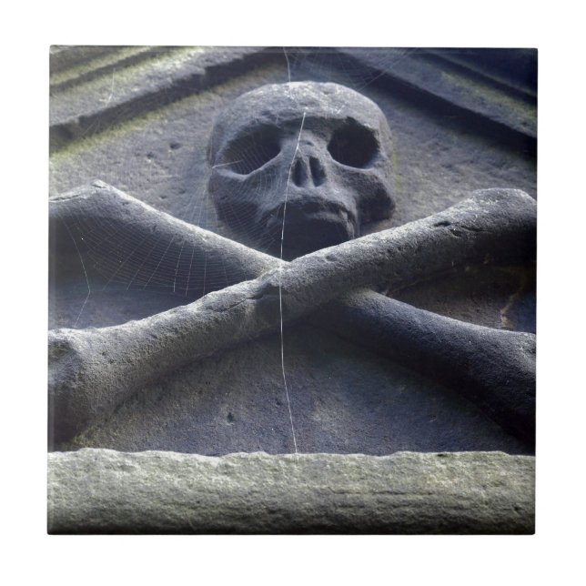 Goth skull skeleton bones tile (Front)