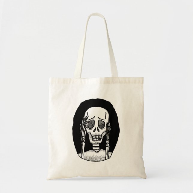 Goth Skull Skelton Funny Horror Reusable Grocery Tote Bag (Front)
