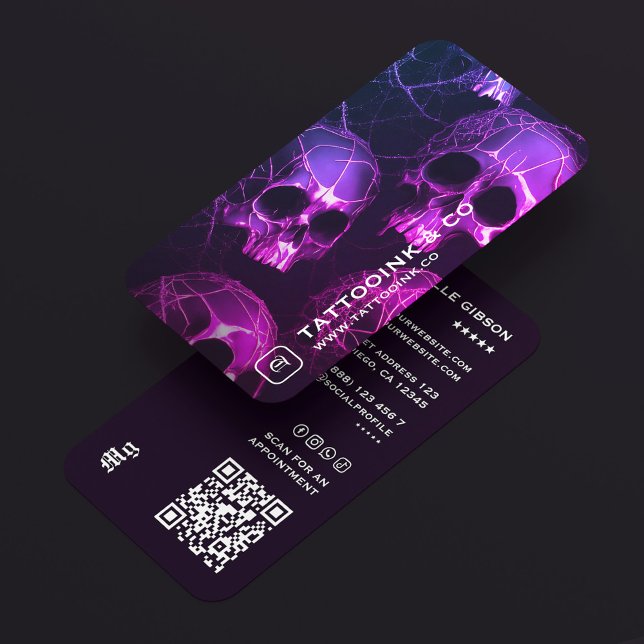 Goth Skull Tattoo Artist Logo Tattooist Modern Business Card (Goth Skull Tattoo Artist Logo Tattooist Modern Business Card
)