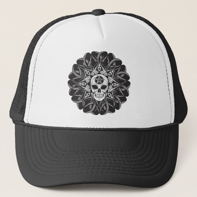 Goth Skull Trucker Hat (Front)
