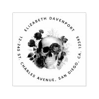 Goth Skull with Flowers & Leaves