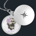Goth skull with vintage purple rose necklace<br><div class="desc">Goth skull with vintage tangerine purple rose custom necklace.</div>