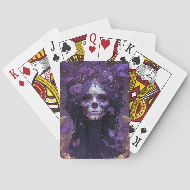 Goth Skull Woman Dark Fantasy Art Playing Cards (Back)