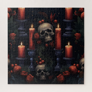 Goth Skulls & Candles Christmas Jigsaw Puzzle