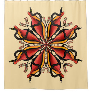 Goth Snakes Flower Tattoo Style Shower Curtain