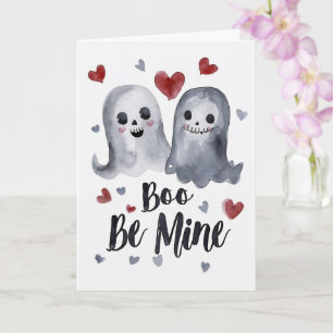 Goth Spooky Valentine Ghosts with Hearts Card