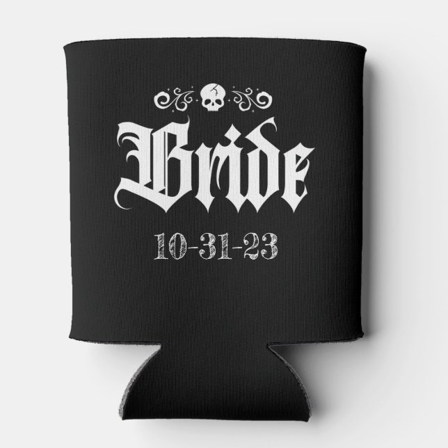 Goth Spooky Witchy Halloween Bride Can Cooler (Back)