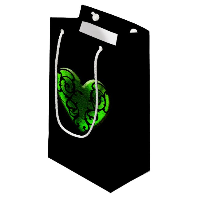 Goth St. Patrick's Day Green Heart Bag (Front Angled)