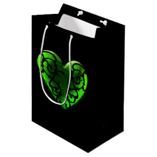 Goth St. Patrick's Day Green Heart Gift Bag