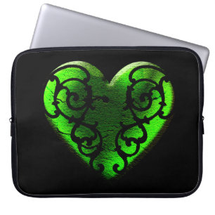 Goth St. Patrick's Day Green Heart Laptop Bag