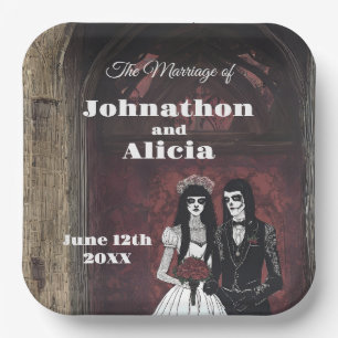 Goth style wedding table decorations Dark Moody Paper Plate