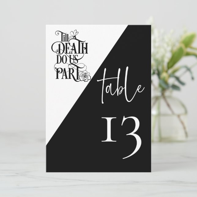 Goth Till Death Do Us Part Wedding Table Number (Standing Front)