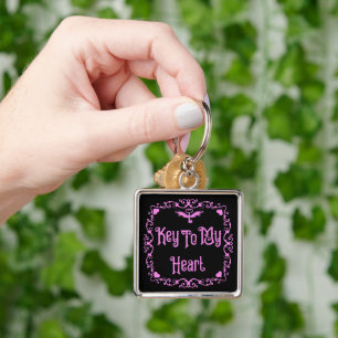 Goth Valentine Key To My Heart Pink Ring