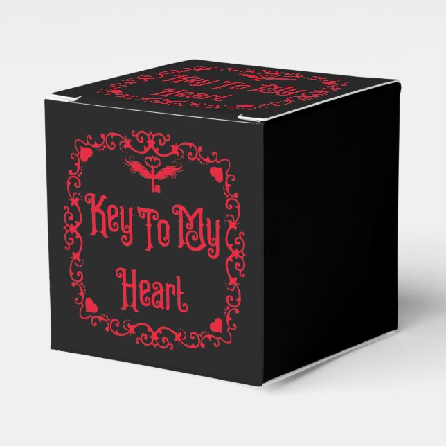 Goth Valentine Key To My Heart Red Favour Box (Front Side)