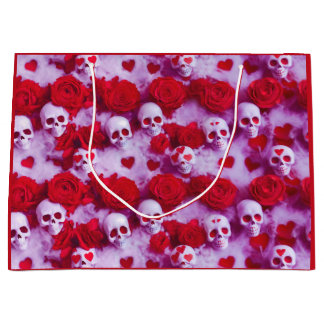 Goth Valentine's Day Gift Bag with Skulls