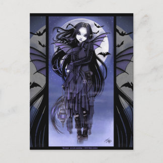 Goth Vampire Bat Fairy Purple Moon Morgan Postcad Postcard