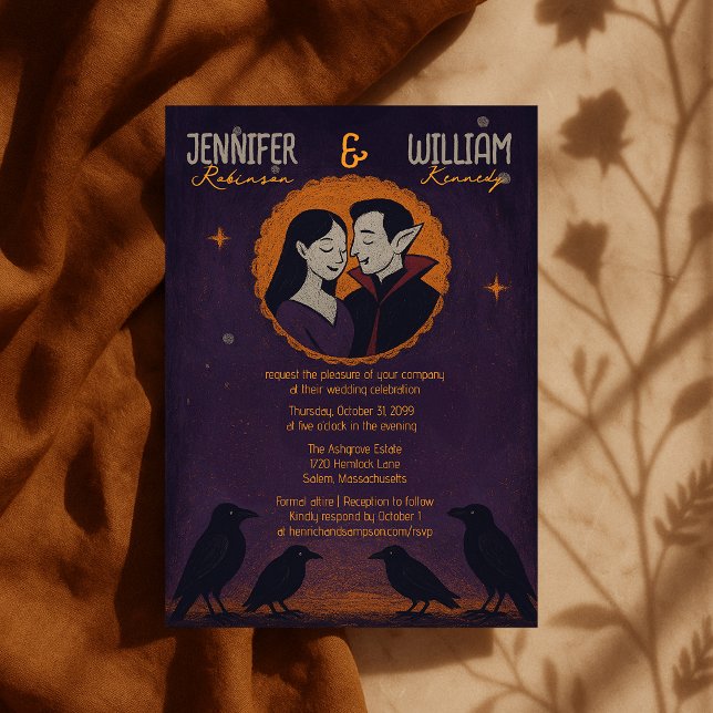 Goth Vampire Couple - Dark Halloween Wedding Invitation (Creator Uploaded)