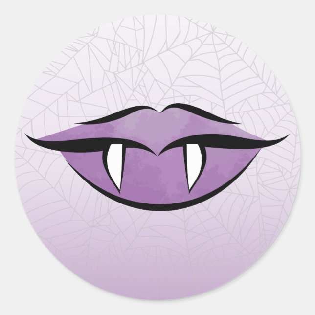 Goth Vampire Lips Halloween Birthday Round Sticker (Front)
