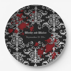 Goth vampire themed wedding paper plate