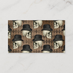 Goth Victorian Skulls Vintage Hat Dark Rhombuses Business Card