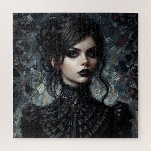 Goth Victorian Woman In Black Jigsaw Puzzle (Vertical)