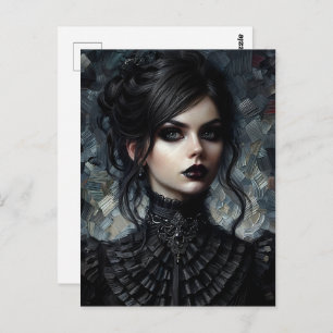 Goth Victorian Woman In Black Postcard