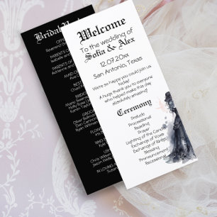 Goth wedding black dress watercolor rose Program