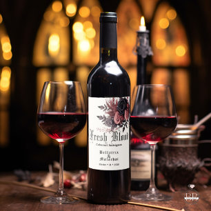 Goth Wedding Fresh Blood Red Wine  Label
