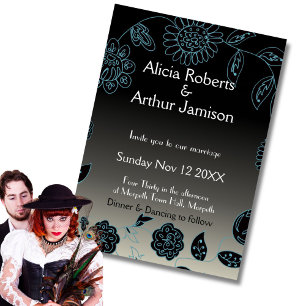Goth wedding Gothic Black Grunge Halloween Invitation