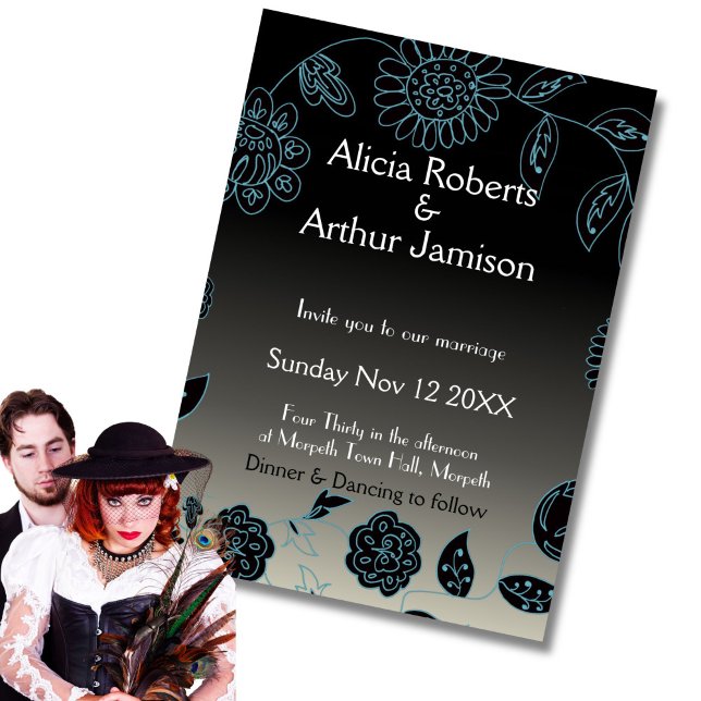 Goth wedding Gothic Black Grunge Halloween Invitation (Creator Uploaded)