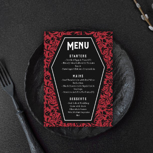 Goth Wedding Menu Coffins & Floral