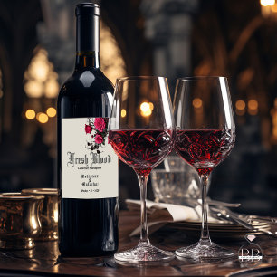 Goth Wedding Wine Crimson Roses  Label