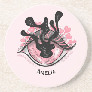 Goth Weird Pink Eye Creepy Horror Magical Witch Coaster